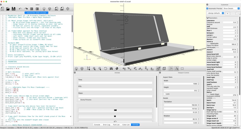 MoveWriter writer deck 3d scad
